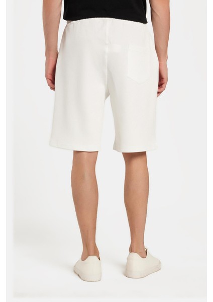 Erkek Regular Rahat Kesim Beli Lastikli Bağlamalı Yandan Cepli Ekru Bermuda Şort indirimleri