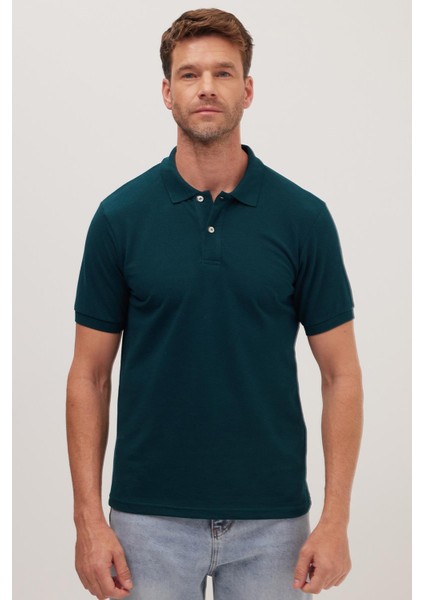 Erkek Slim Fit Dar Kesim Pamuklu Yumuşak Dokulu Serin Tutan Kumaş Düz Pike Yeşil Polo Yaka Tişört fırsatları