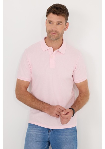 Erkek Slim Fit Dar Kesim Pamuklu Yumuşak Dokulu Serin Tutan Kumaş Düz Pike Pembe Polo Yaka Tişört indirimleri