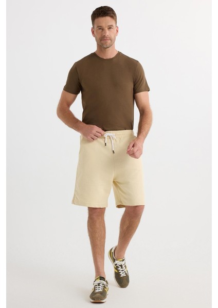 Erkek Relax Fit Rahat Kesim %100 Pamuk Beli Bağcıklı Bej Şort fiyatları