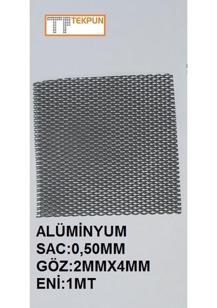 Alüminyum Perfore Sac KALINLIK:0,50MM GÖZ:2MMX4MM EBAT:1MTX1MT
