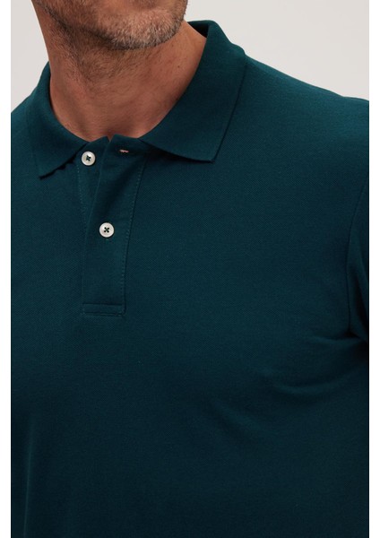 Erkek Slim Fit Dar Kesim Pamuklu Yumuşak Dokulu Serin Tutan Kumaş Düz Pike Yeşil Polo Yaka Tişört modelleri