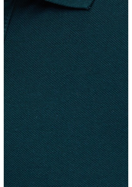 Erkek Slim Fit Dar Kesim Pamuklu Yumuşak Dokulu Serin Tutan Kumaş Düz Pike Yeşil Polo Yaka Tişört