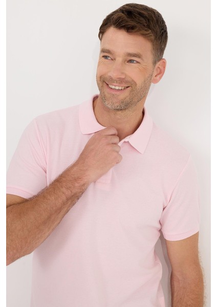 Erkek Slim Fit Dar Kesim Pamuklu Yumuşak Dokulu Serin Tutan Kumaş Düz Pike Pembe Polo Yaka Tişört fiyatları