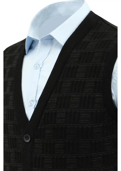 Erkek Düğmeli Yelek Cepli Çelik Örgü Klasik Kalıp 5215L BGL-ST04847 fırsatları