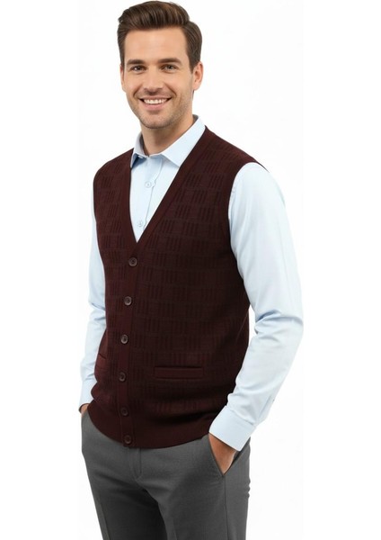 Erkek Düğmeli Yelek Cepli Çelik Örgü Klasik Kalıp 5215L BGL-ST04847 fiyatları