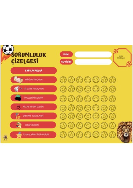 Sorumluluk Çizelgem ve Kendi Yazı Tahtam Fanatik ve Kedili Seçenek Pvc Kaplama Kalemli