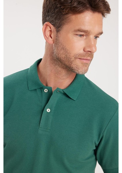 Erkek Slim Fit Dar Kesim Pamuklu Yumuşak Dokulu Serin Tutan Kumaş Düz Pike Yeşil Polo Yaka Tişört fiyatları
