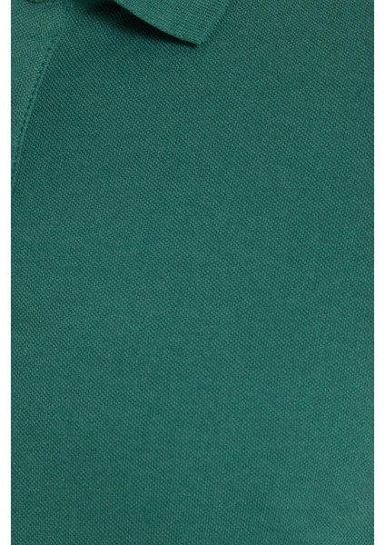 Erkek Slim Fit Dar Kesim Pamuklu Yumuşak Dokulu Serin Tutan Kumaş Düz Pike Yeşil Polo Yaka Tişört