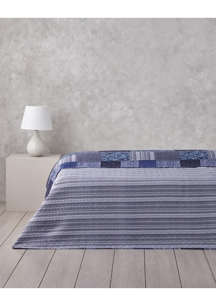 Bleublanc Patch Çift Kişilik Çok Amaçlı Örtü 200X220 cm Mavi fiyatları