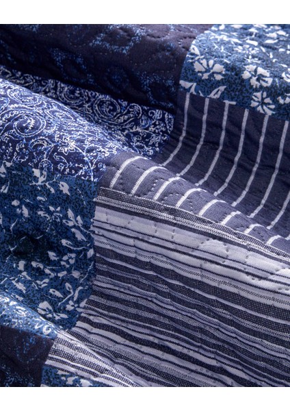 Bleublanc Patch Çift Kişilik Çok Amaçlı Örtü 200X220 cm Mavi indirimleri