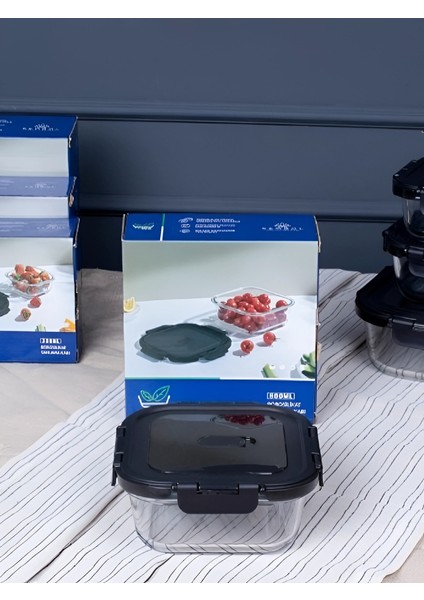 Freshlock Siyah Cam Kare Saklama Kabı 500 ml - 102