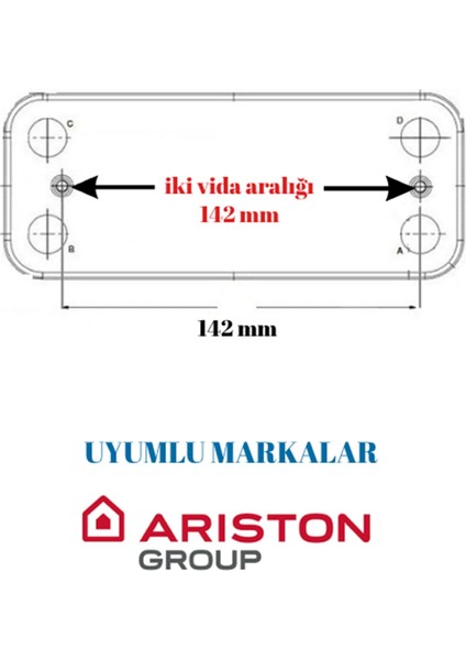 Plakalı Eşanjör 12 Plaka 142 mm Ariston Clas Matis Genus modelleri