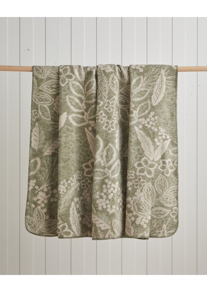 Floral Art Pamuklu Tek Kişilik Battaniye 150X200 cm Açık Yeşil