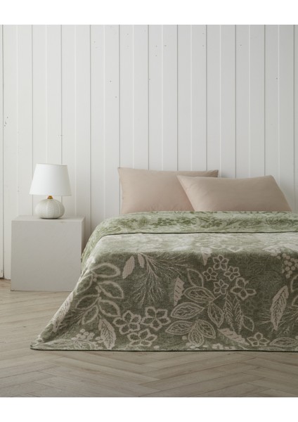 Floral Art Pamuklu Tek Kişilik Battaniye 150X200 cm Açık Yeşil fiyatları
