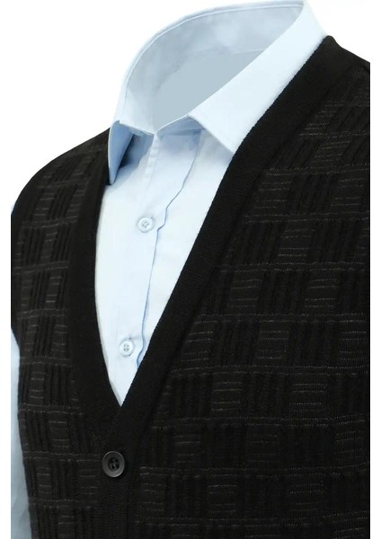 Erkek Düğmeli Yelek Cepli Çelik Örgü Klasik Kalıp 5215L BGL-ST04847 fırsatları