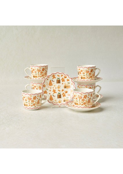 New Year Yılbaşı Gingerbread 6 Kişilik Kahve Fincan Takımı 80 ml