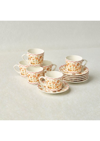 New Year Yılbaşı Gingerbread 6 Kişilik Kahve Fincan Takımı 80 ml fırsatları