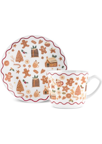 New Year Yılbaşı Gingerbread 6 Kişilik Kahve Fincan Takımı 80 ml