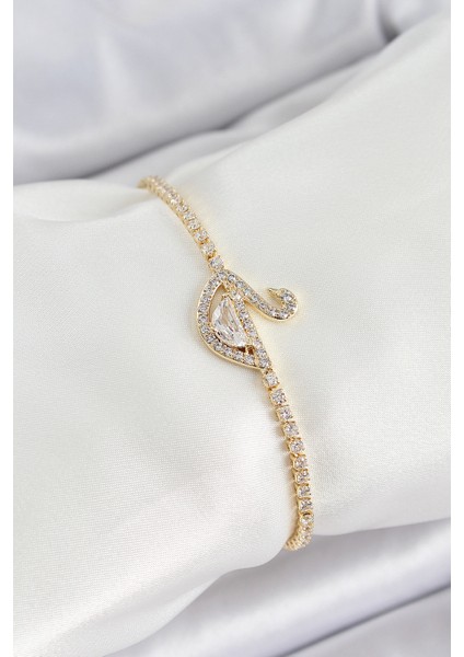 Pirinç Gold Renk Zirkon Taşlı Kuğu Model Kadın Bileklik - Lisinya