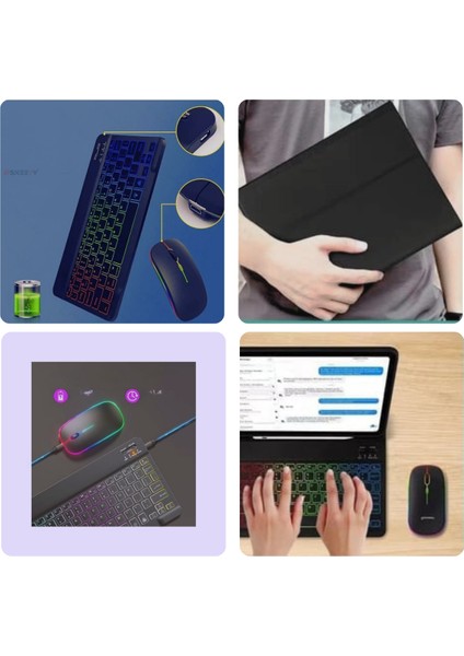 Bilgisayar için Siyah Rgb Işıklı Klavye Mouse Seti modelleri