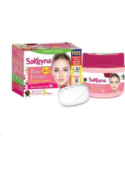 Gül Özlü Güzellik Kremi + Serum ve Sabun Set Yaşlanma Karşıtı ve Beyazlatıcı Krem