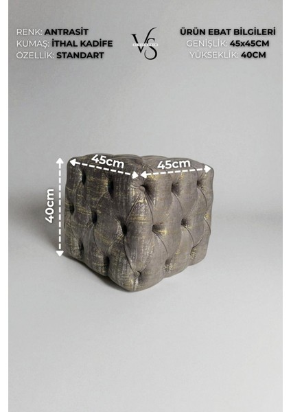 Küp Puf - BEST İthal Kadife Babyface Kumaş Varak Baskı - Modern Ve Şık Oturma Dekoratif Puf&Bench fırsatları