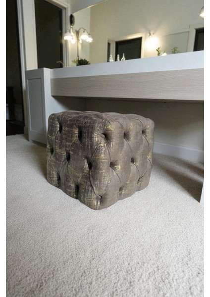 Küp Puf - BEST İthal Kadife Babyface Kumaş Varak Baskı - Modern Ve Şık Oturma Dekoratif Puf&Bench fiyatları