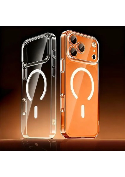Apple iPhone 17 Pro Uyumlu Kılıf Zebana Sararmaz Clearmag Kılıf (M-Safe Uyumlu) Şeffaf