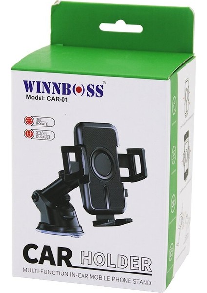 Araç - Oto Telefon Tutucu 360° Kademeli-Uzayan-Kısalan Kol Vantuzlu- Oynar Baş- Genişlik Ayarı (5067)