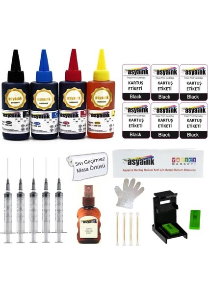 Hp 304 Kartuşu ile Uyumlu Kartuş Dolum Seti 4X100ML - Hp