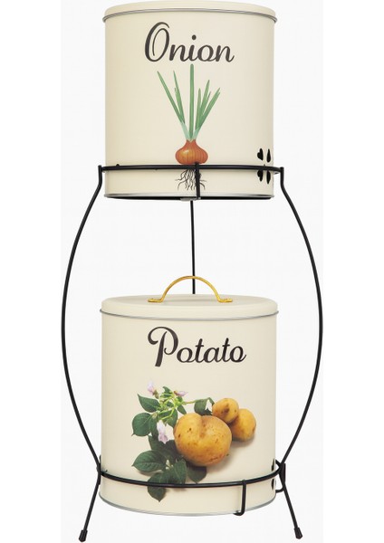 2 Katlı Kulplu Patates Soğanlık Metal Patates Soğan Kovası Sebzelik Sepeti Krem fiyatları