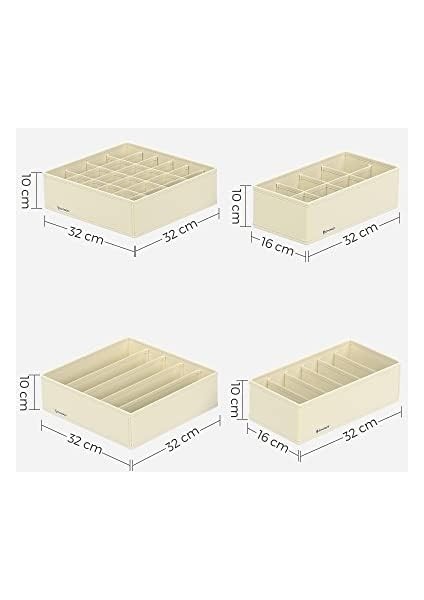 Iç Çamaşırı Düzenleyici 8'li Set, Çekmece Düzenleyici, Katlanabilir, Dolabı, Saklama Kutusu, Kumaş Kutular, Saklama, Sütyen, Çorap, Kravat Için, Bej RUS008M01 fiyatları