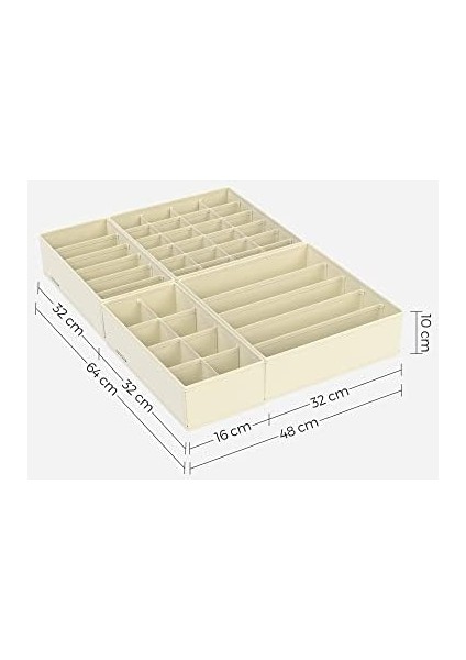 Iç Çamaşırı Düzenleyici 8'li Set, Çekmece Düzenleyici, Katlanabilir, Dolabı, Saklama Kutusu, Kumaş Kutular, Saklama, Sütyen, Çorap, Kravat Için, Bej RUS008M01 modelleri