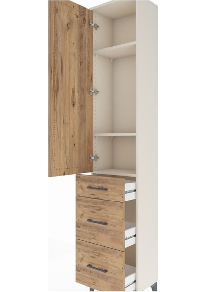 Arges Dolap 3 Raflı 3 Çekmeceli Tek Kapaklı 44X30X221 Aytaşı-Çam indirimleri