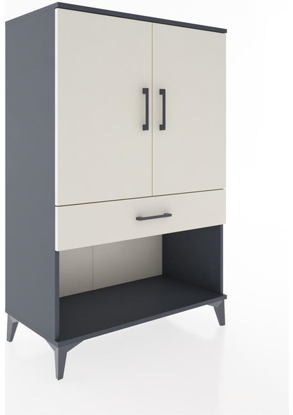 Hyperion Dolap 2 Raflı Tek Çekmeceli 2 Kapaklı 88X44X134 Antrasit-Aytaşı fiyatları