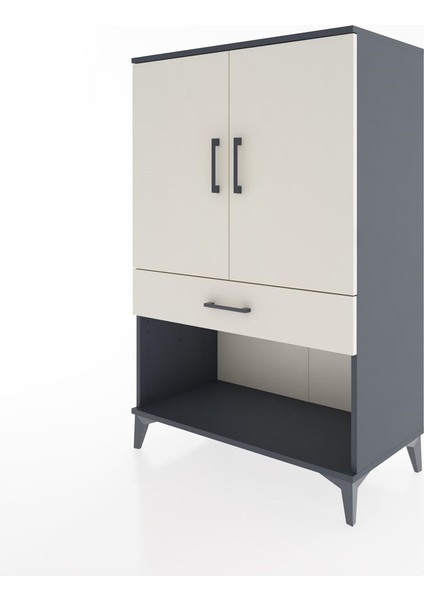 Hyperion Dolap 2 Raflı Tek Çekmeceli 2 Kapaklı 88X44X134 Antrasit-Aytaşı modelleri