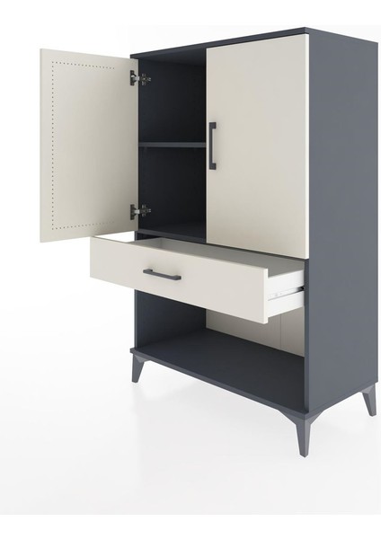 Hyperion Dolap 2 Raflı Tek Çekmeceli 2 Kapaklı 88X44X134 Antrasit-Aytaşı fırsatları