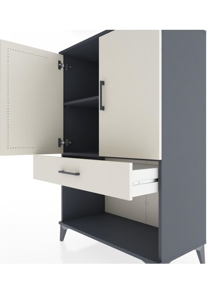 Hyperion Dolap 2 Raflı Tek Çekmeceli 2 Kapaklı 88X44X134 Antrasit-Aytaşı indirimleri