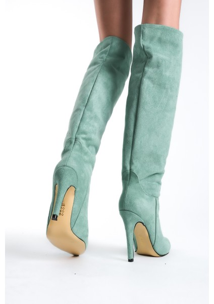 Ince Yüksek Topuklu Süet Diz Üstü Kadın Uzun Çizme fırsatları