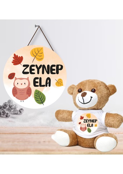 Kişiye Özel Bebek Kapı Süsü (Peluş Ayıcık Hediyeli) – Baby Shower / Hastane Odası