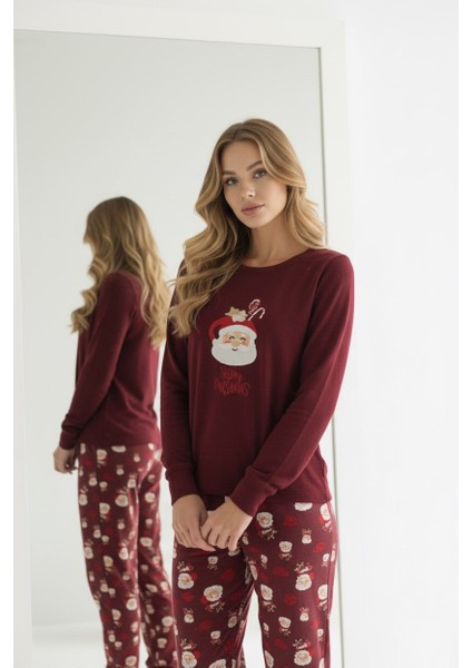 Kadın Bisiklet Yaka Düğmesiz Bilekler Lastikli/jogger Yumuşak Termal Kışlık Pijama Takımı modelleri