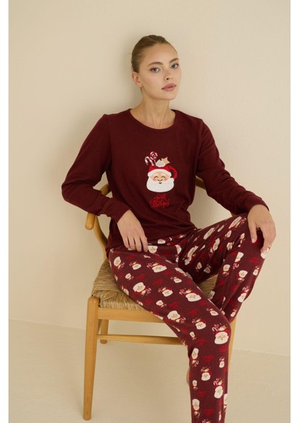 Kadın Bisiklet Yaka Düğmesiz Bilekler Lastikli/jogger Yumuşak Termal Kışlık Pijama Takımı indirimleri