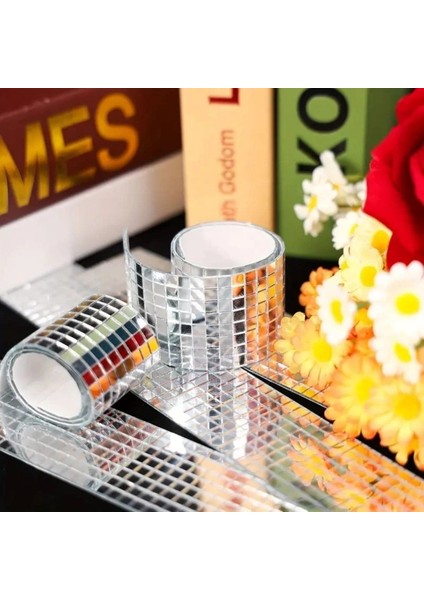 Gümüş Renk Aynalı Dekor Bandı Kendinden Yapışkanlı 1 Metre x 4 cm fırsatları