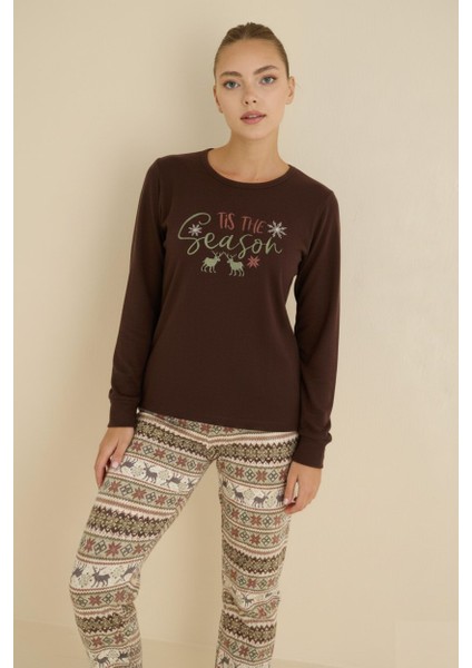 Kadın Bisiklet Yaka Düğmesiz Bilekler Lastikli/jogger Yumuşak Termal Kışlık Pijama Takımı fırsatları