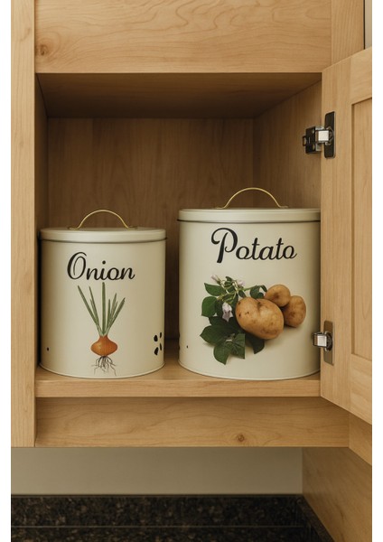 Pat. Soğan Kovası DC-6755 Metal Krem Standsız