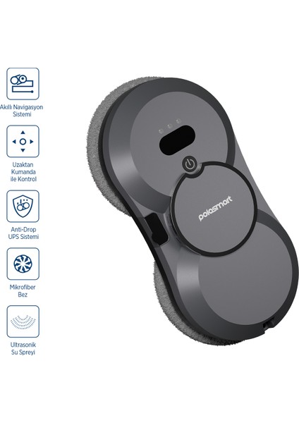 PSH22 Cam Temizleme Robotu Ultrasonik Su Spreyli Akıllı Navigasyonlu Uzaktan Kumandalı