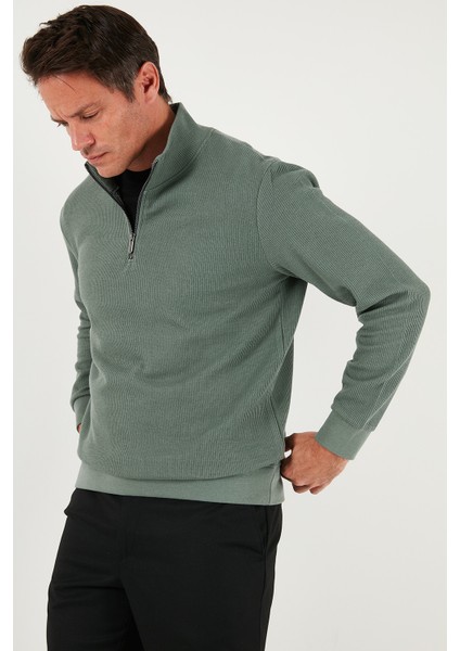 Pamuklu Regular Fit Yarım Fermuarlı Dik Yaka Sweat Erkek Sweat 5905716 modelleri