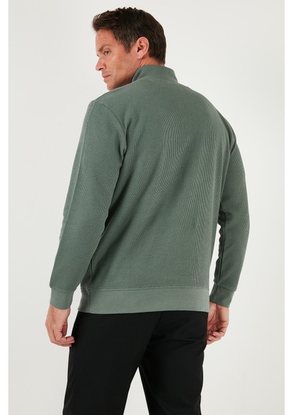 Pamuklu Regular Fit Yarım Fermuarlı Dik Yaka Sweat Erkek Sweat 5905716