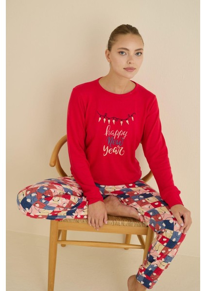 Kadın Bisiklet Yaka Düğmesiz Bilekler Lastikli/jogger Yumuşak Termal Kışlık Pijama Takımı indirimleri